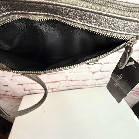 NICOLE MILLER NWT Gunmetal Grey Faux Leather Wristlet Wallet Combo NEW WITH TAGS - Picture 9 of 15